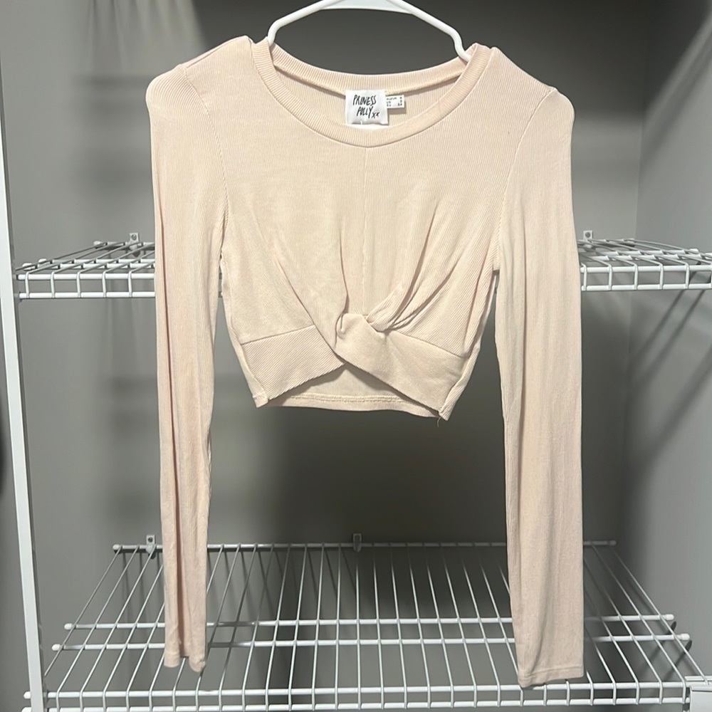 NWT * Princess Polly Park Pink Ribbed Crop Tee Size 2